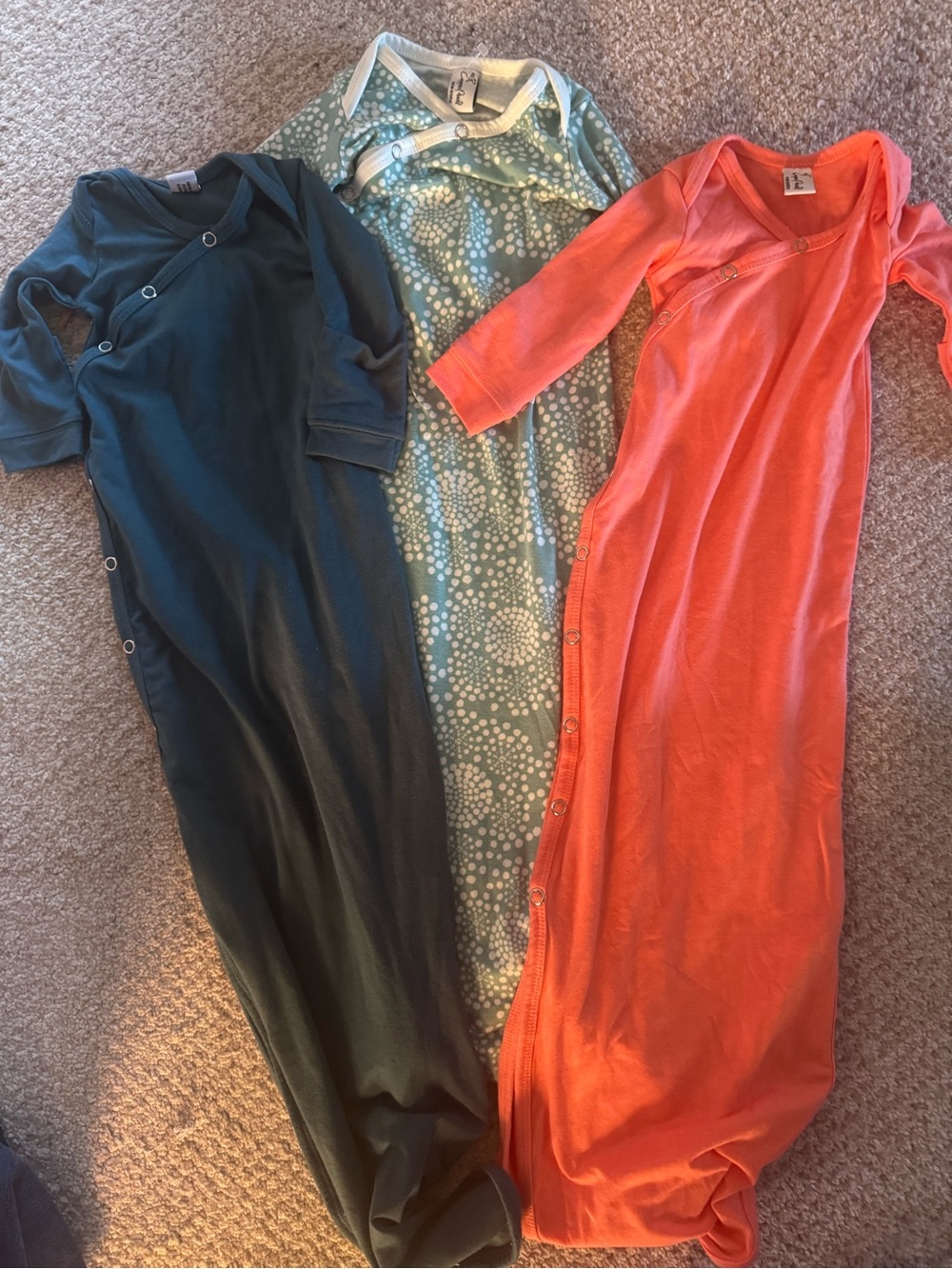 Copper pearl 3-Pack Baby Sleep Gowns - Coral, Teal, Navy